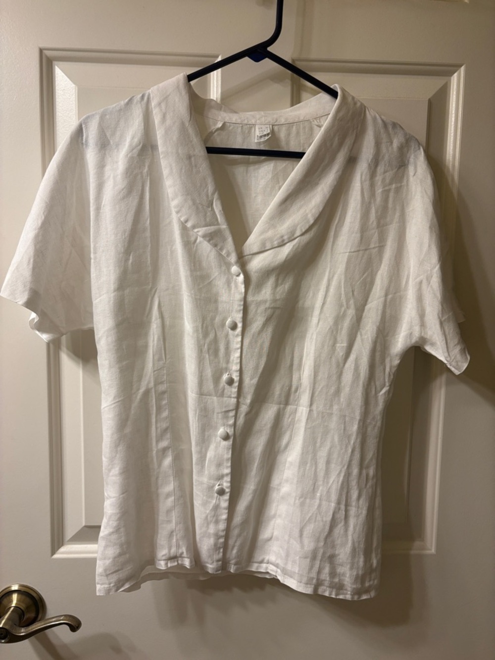 Classic Irish Linen White Button-Front Women's Top